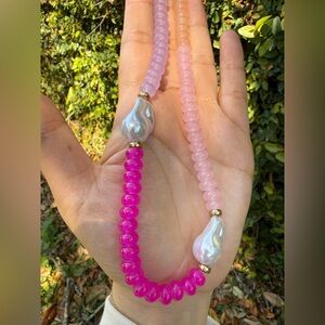Pink & Peach Beaded Pearl Necklace